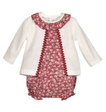 Girls White & Red Floral Set
