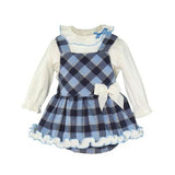 Blue Checked Girls Dress Set