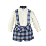 Blue Checked Shorts Set