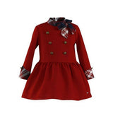 Burgundy Dress with Tartan Trim