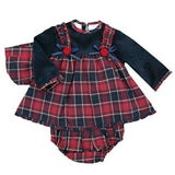 Combined Check Dress With Bonnet And Nappy Cover