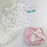 White & Pink Long Sleeve Jam Pants Set