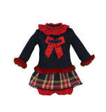 Blue & Red Tartan Shorts Set