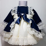Handmade Victoria Navy Velvet Dress