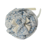 Ivory & Blue Jacquard Rosette Headband