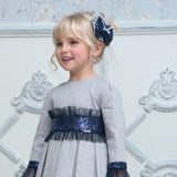 Grey & Navy Metallic Hairband