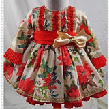 Vintage Christmas Girl's Dress and Gold Bow
