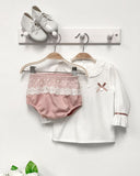 "Narvi" Dusky Pink Lace Blouse & Bloomers