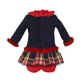 Blue & Red Tartan Shorts Set