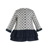 Grey & Navy Metallic Polka Dot Dress