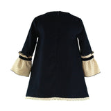 Long Sleeve Velvet Navy Dress