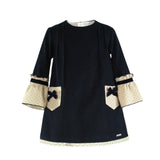Long Sleeve Velvet Navy Dress