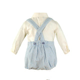 Baby Boy Blue and White Checked Dungaree Set