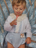 Light Blue Houndstooth Blouse and Bloomer