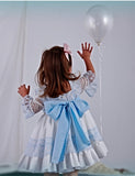 White and Light Blue Flared Dress