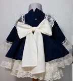 Handmade Victoria Navy Velvet Dress
