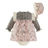 Pink Flowers Dress Knickers Hat Baby
