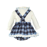 Blue Checked Girls Dress Set
