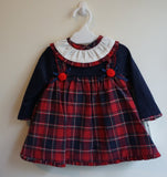 Combined Check Dress With Bonnet And Nappy Cover