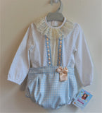 Light Blue Houndstooth Blouse and Bloomer