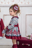 Gorgeous Grey, Burgundy & Navy Print Dress