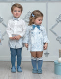 Girls Blue Jacquard Dress