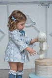 Girls Blue Jacquard Dress