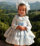 Handmade Blue Flared Dress & Bonnet