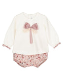 Baby Girls Satin Bow Top & Jam Pants Set Outfit