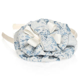 Ivory & Blue Jacquard Rosette Headband