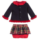 Blue & Red Tartan Shorts Set