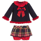 Blue & Red Tartan Shorts Set