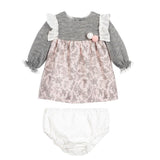 Pink Flowers Dress Knickers Hat Baby