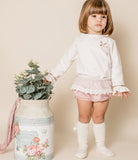 "Narvi" Dusky Pink Lace Blouse & Bloomers