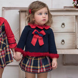 Blue & Red Tartan Shorts Set